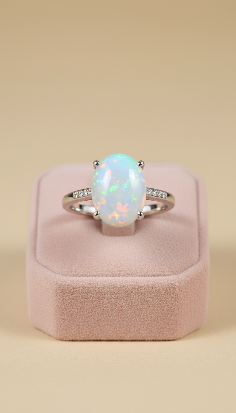 Opaline Grace Platinum Opal Solitaire Ring