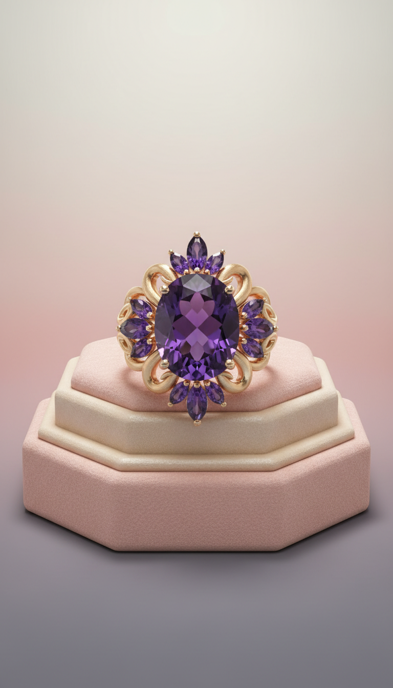 Celestial Aurora 18k Gold Amethyst Ring